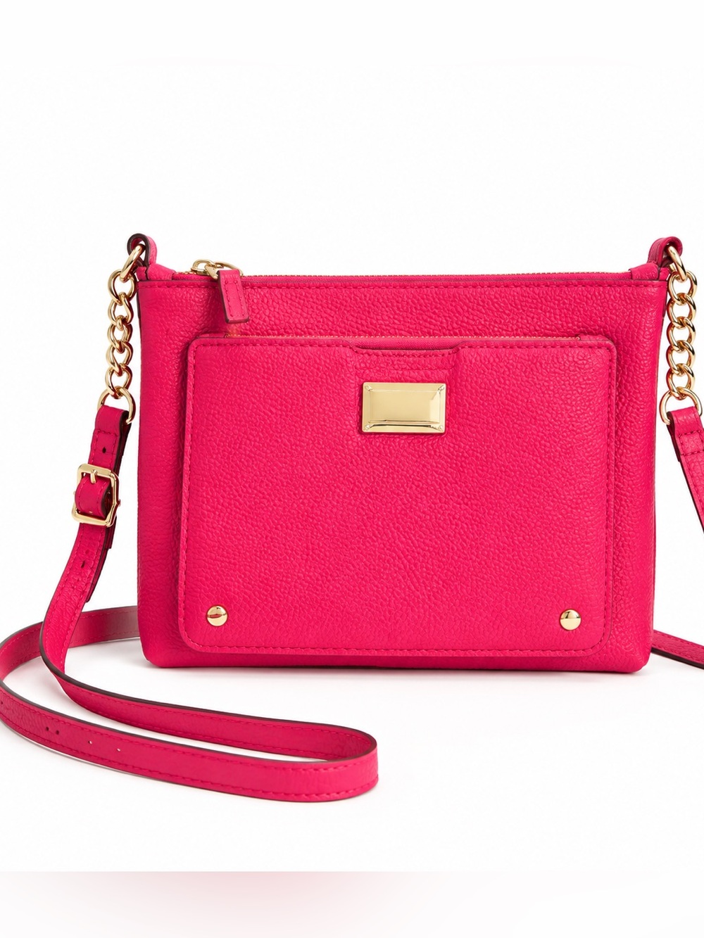 Juicy Couture Hot Pink Crossbody Wallet Purse Gold Chain Like New